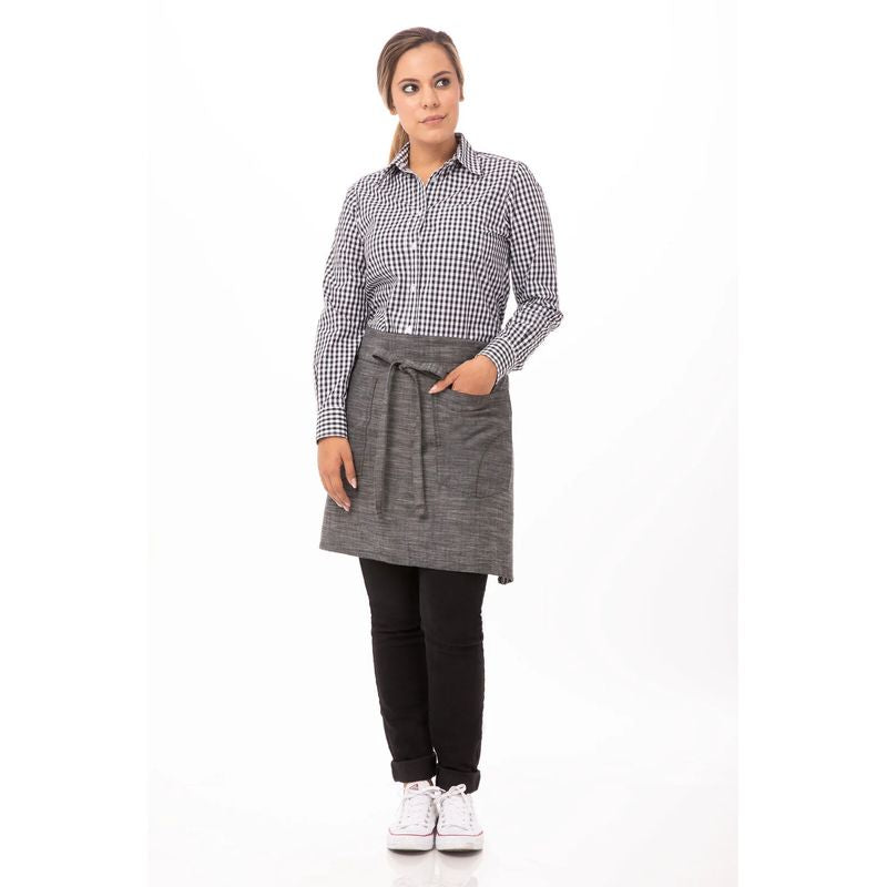 Chef Works Corvallis 1/2 Apron Black Steel Grey AHWXX012