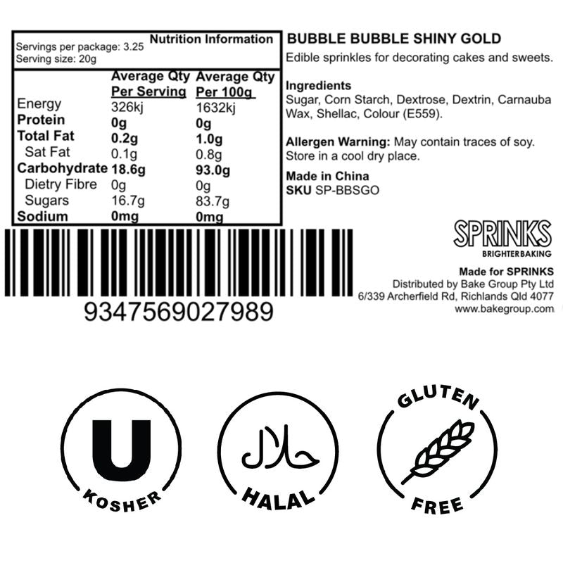 Sprinks Bubble Bubble Shiny Gold Sprinkles 500g