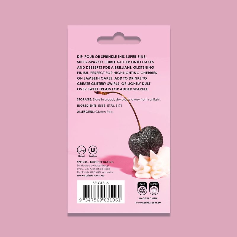 Sprinks Edible Glitter - Black 10ml