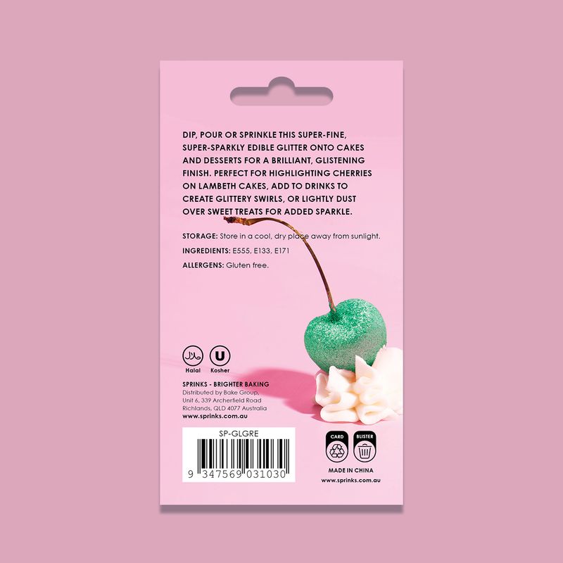 Sprinks Edible Glitter - Green 10ml