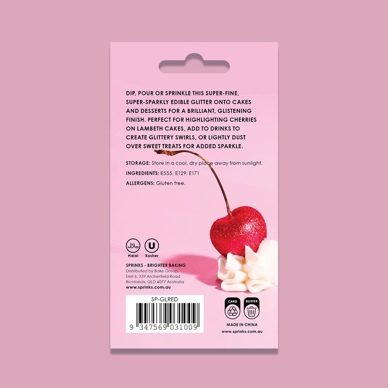 Sprinks Edible Glitter - Red 10ml