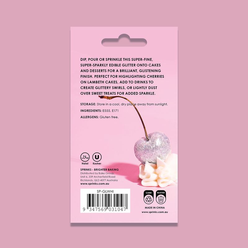 Sprinks Edible Glitter - White 10ml